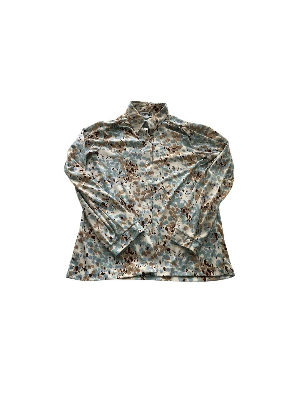Vintage Cricket Lane Blouse Fortrel Polyester Floral Long Sleeve Collared Blouse